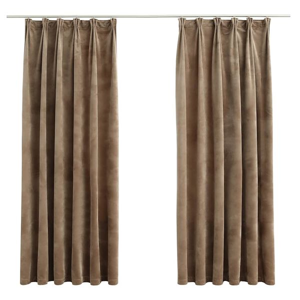 vidaXL Cortinas blackout com ganchos 2 pcs 140x175 cm veludo bege
