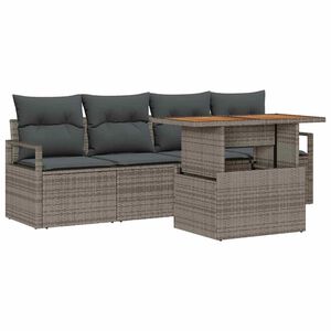 vidaXL Conjunto de Sof&aacute; de Jardim com almofada Manual 5 pcs Cinzeto