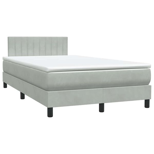 vidaXL Cama boxspring c/ colch&atilde;o 120x220 cm veludo cinzento-claro