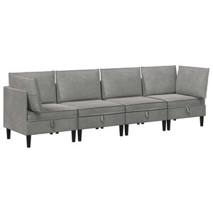 vidaXL Conjunto de M&oacute;veis para Sala de Estar 4 unid. Cinzento-claro