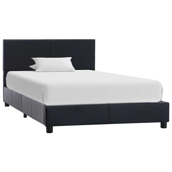 vidaXL Estrutura de cama 90x200 cm couro artificial preto