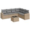 vidaXL 7 pcs conjunto de sof&aacute;s p/ jardim com almofad&otilde;es vime PE bege