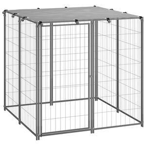 vidaXL Canil para c&atilde;es 110x110x110 cm a&ccedil;o prateado