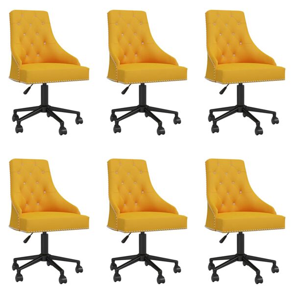 vidaXL Cadeiras de jantar girat&oacute;rias 6 pcs veludo amarelo