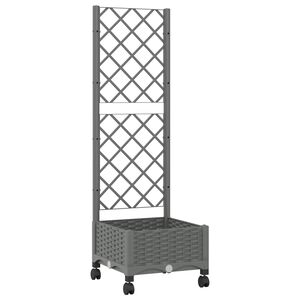 vidaXL Vaso de Jardim com Treli&ccedil;a e Rodas Cinzento-claro PP