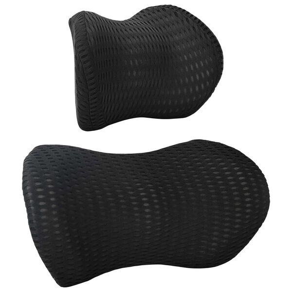 vidaXL Almofada com travesseiro Ajust&aacute;vel 2 pcs Preto Malha 4D
