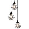 vidaXL Candeeiro de teto com design diamante 3 l&acirc;mpadas E27 preto