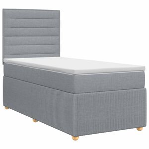 vidaXL Cama box spring com colch&atilde;o Cinzento-claro Individual Tecido