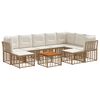 vidaXL Conjunto de Sof&aacute;s para Exterior 10 unid. Natural e Branco Creme