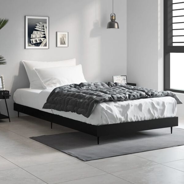 vidaXL Estrutura de cama 100x200 cm derivados de madeira preto