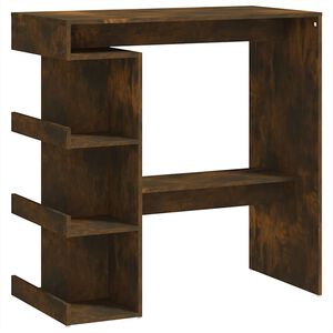 vidaXL Mesa de bar c/ prateleiras derivados de madeira carvalho fumado