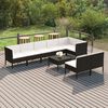 vidaXL 9 pcs conjunto lounge de jardim c/ almofad&otilde;es vime PE preto