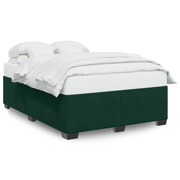 vidaXL Estrutura de cama sem colch&atilde;o 140x200 cm veludo verde-escuro