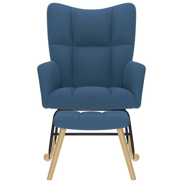 vidaXL Cadeira de baloi&ccedil;o com apoio de p&eacute;s tecido azul