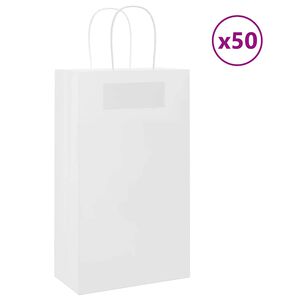 vidaXL Sacos de papel 50 unid com al&ccedil;as branco 21x11x36 cm