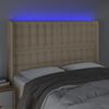 vidaXL Cabeceira cama c/ luzes LED tecido 147x16x118/128 cm cor creme
