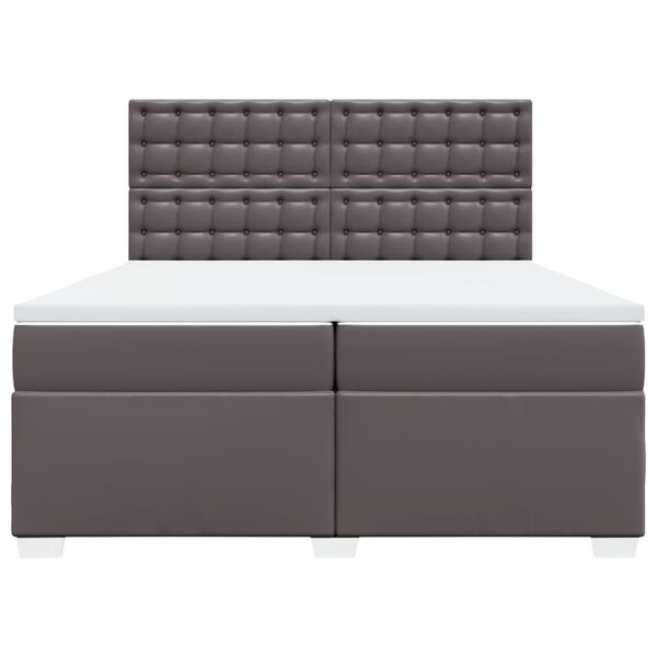 vidaXL Cama com molas/colch&atilde;o 200x200 cm couro artificial cinzento