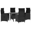 vidaXL Conjunto de Jantar para Exterior 5 pcs Preto vime PE