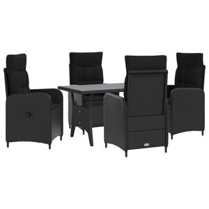 vidaXL Conjunto de Jantar para Exterior 5 unid. Preto vime PE