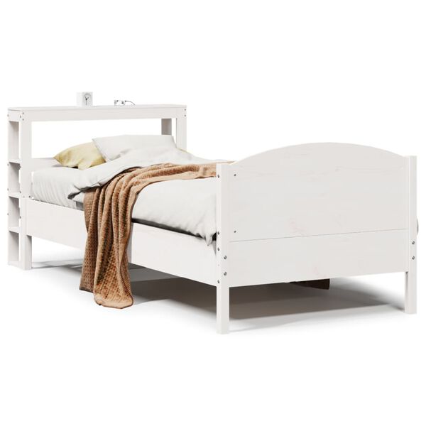 vidaXL Cama sem colch&atilde;o 90x200 cm madeira de pinho maci&ccedil;a branco