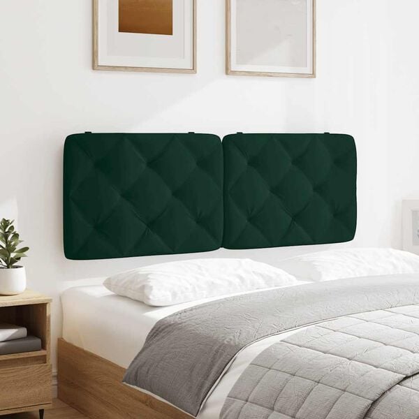 vidaXL Almofad&atilde;o de cabeceira 120 cm veludo verde-escuro