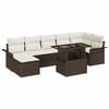 vidaXL Conjunto de Sof&aacute; de Jardim 8 unid. Castanho Rattan Sint&eacute;tico