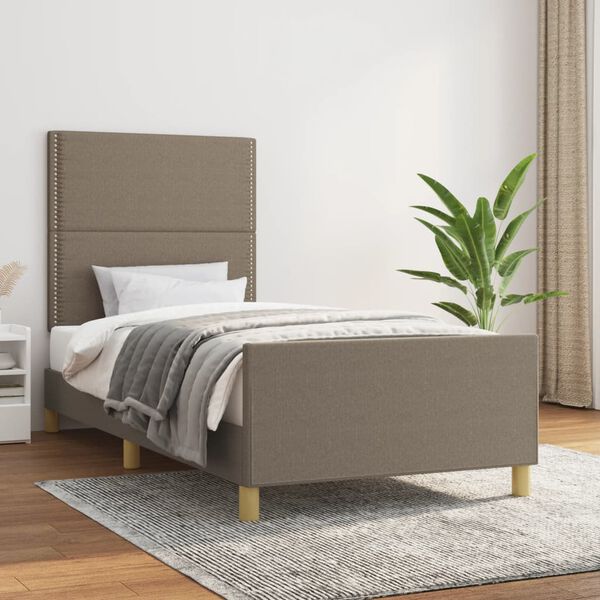 vidaXL Estrutura de cama sem colch&atilde;o 90x190 cm tecido cinzento