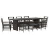 vidaXL Conjunto de Jantar para Exterior 9 unid. Preto vime PE