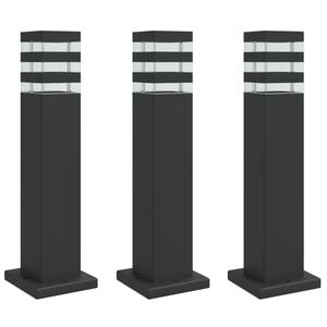 vidaXL Candeeiros de ch&atilde;o para exterior 3 pcs 50 cm alum&iacute;nio preto