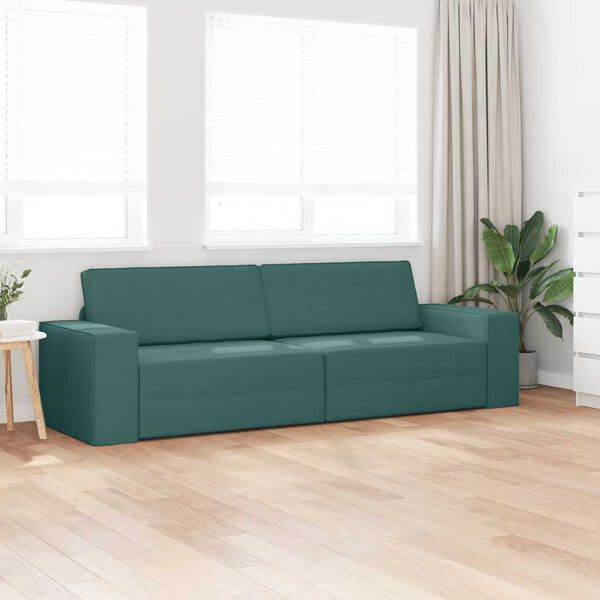 vidaXL Sof&aacute;-Cama 200cm Verde Escuro tecido