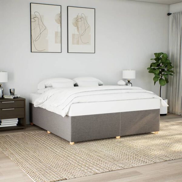 vidaXL Cama sem colch&atilde;o 200x200 cm tecido cinzento-acastanhado