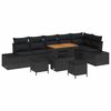 vidaXL Conjunto de Sof&aacute; de Jardim 9 unid. Preto vime PE