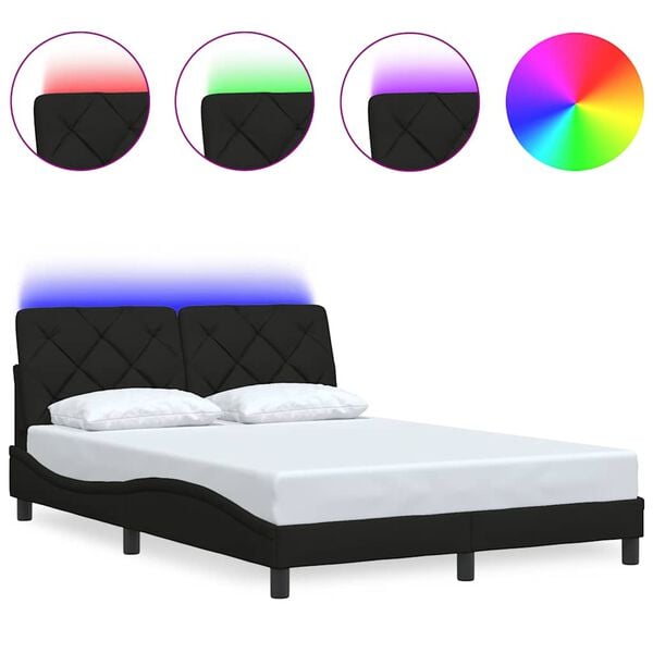 vidaXL Estrutura de cama com LED sem colchão 120x200 cm tecido preto