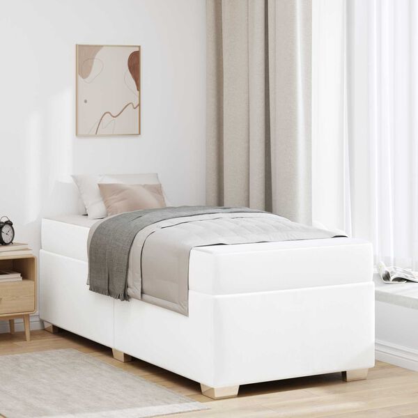 vidaXL Estrutura da Cama com colch&atilde;o Branco 100 x 200 cm tecido