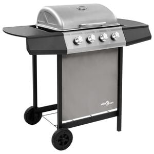 vidaXL Grelhador/barbecue a g&aacute;s 4 discos preto e prateado
