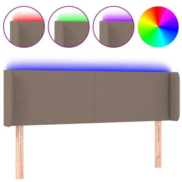 vidaXL Cabeceira de cama c/ luzes LED 147x16x78/88cm cinza-acastanhado