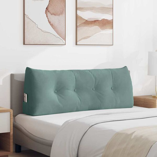 vidaXL Travesseiro para Costas Verde do Mar 120 x 24 x 50 cm Veludo