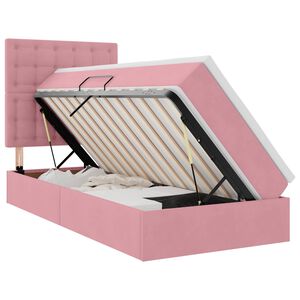 vidaXL Cama com arruma&ccedil;&atilde;o e colch&atilde;o Rosa 90 x 190 cm Veludo