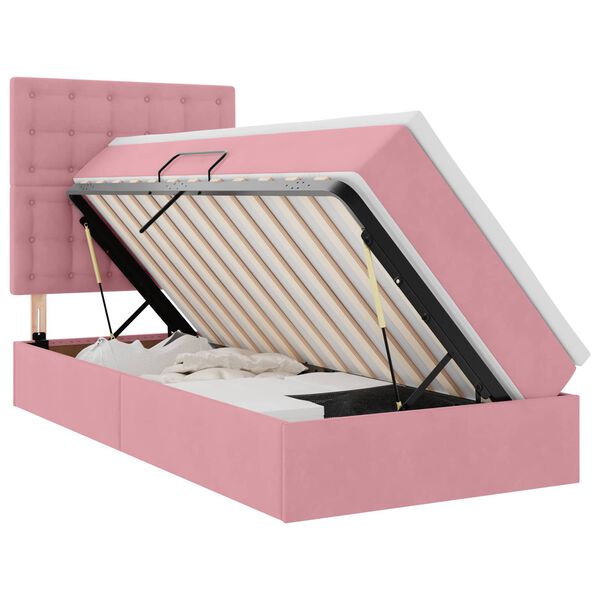 vidaXL Cama com arruma&ccedil;&atilde;o e colch&atilde;o Rosa 90 x 190 cm Veludo
