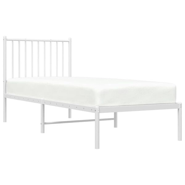 vidaXL Estrutura de cama sem colch&atilde;o com cabeceira 75x190 cm branco