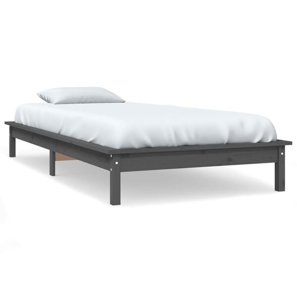 vidaXL Estrutura de cama 100x200 cm pinho maci&ccedil;o cinzento