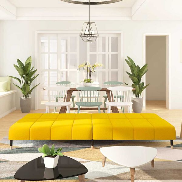 vidaXL Sofá-cama de 2 lugares veludo amarelo
