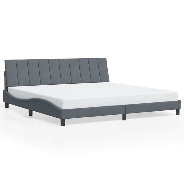 vidaXL Estrutura de cama sem colch&atilde;o Hanko 200x200 cm veludo cinzento-escuro