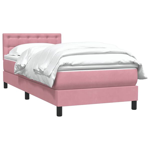 vidaXL Cama com molas/colch&atilde;o rosa 90x210 cm veludo