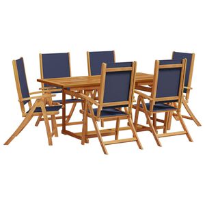 vidaXL 7 pcs conjunto de jantar para jardim ac&aacute;cia maci&ccedil;a e textilene
