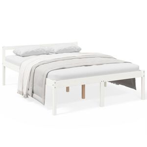 vidaXL Cama para idosos king size 150x200 cm pinho maci&ccedil;o branco
