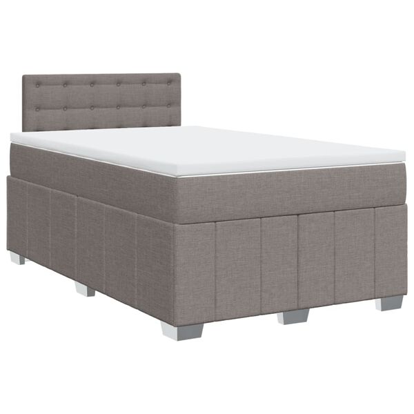 vidaXL Cama boxspring c/ colch&atilde;o 120x190cm tecido castanho-acinzentado