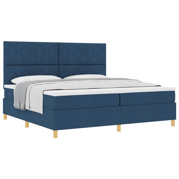 vidaXL Cama Box com colch&atilde;o com cabeceira Azul 200 x 200 cm tecido