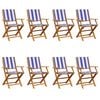 vidaXL Cadeiras de jardim dobr&aacute;veis 8 pcs tecido/madeira azul e branco