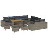 vidaXL Conjunto de Sof&aacute; de Jardim com almofada 14 pcs Cinzeto vime PE